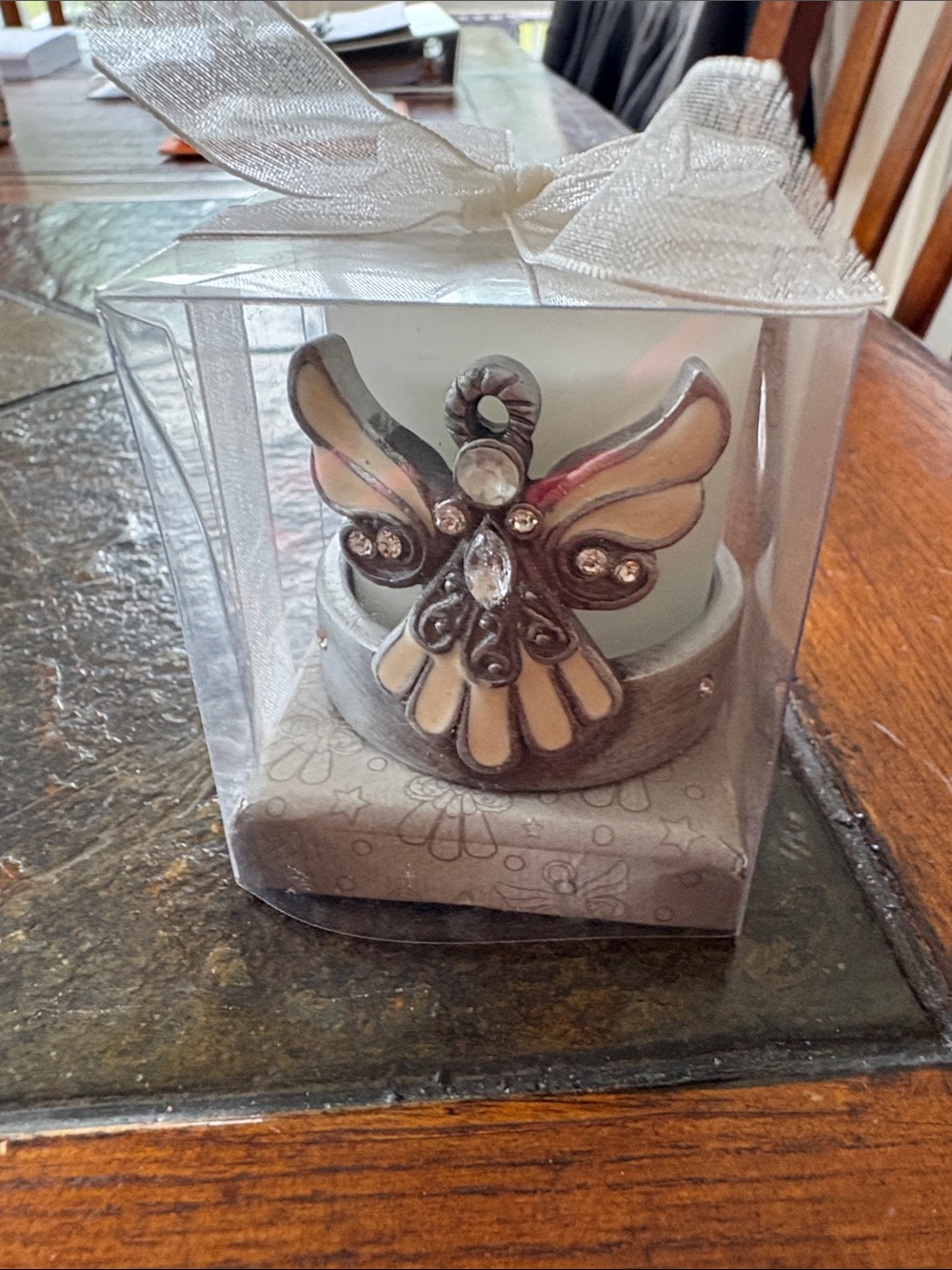 Silver Angel Tea Light Candle Holder - Decorative Home Accent